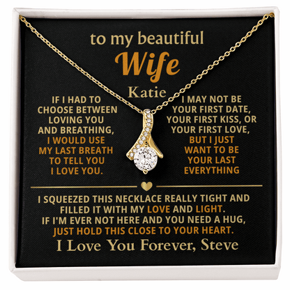 Personalized To My Wife Necklace - Heartfelt Alluring Beauty Gift Set for Christmas, Anniversary or Birthday