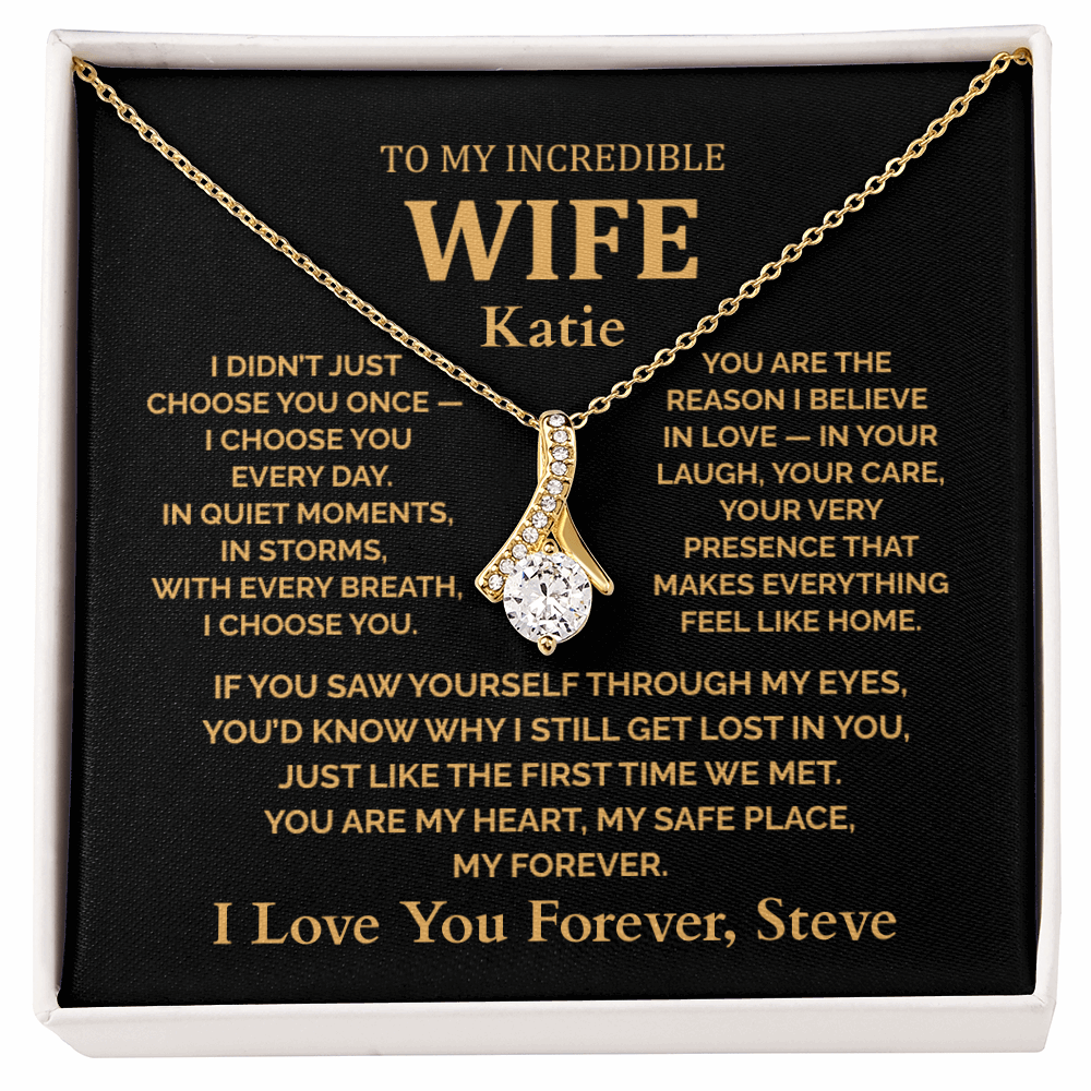 Personalized To My Wife Necklace - Romantic Gift Set with Message Card (Black Card 2)