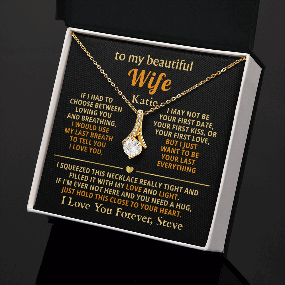 Personalized To My Wife Necklace - Heartfelt Alluring Beauty Gift Set for Christmas, Anniversary or Birthday