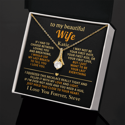 Personalized To My Wife Necklace - Heartfelt Alluring Beauty Gift Set for Christmas, Anniversary or Birthday