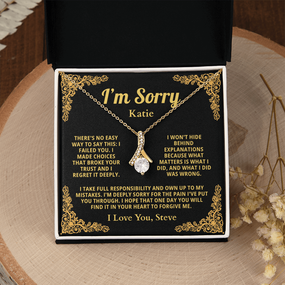 Personalized Apology Necklace for Her - Wife,  Girlfriend, Sister, Friend - I am Sorry, Forgive me Gift for Christmas or Other Occasions