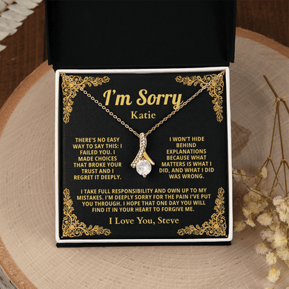 Personalized Apology Necklace for Her - Wife,  Girlfriend, Sister, Friend - I am Sorry, Forgive me Gift for Christmas or Other Occasions