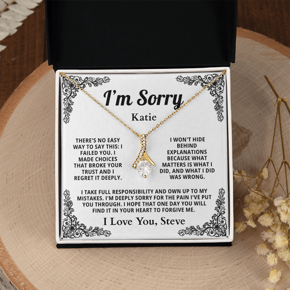 Personalized Apology Necklace for Her - Wife,  Girlfriend, Sister, Friend - I am Sorry, Forgive me Gift for Christmas, Birthday or Just Because