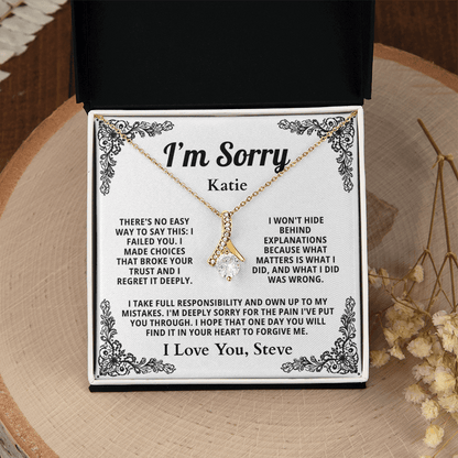 Personalized Apology Necklace for Her - Wife,  Girlfriend, Sister, Friend - I am Sorry, Forgive me Gift for Christmas, Birthday or Just Because