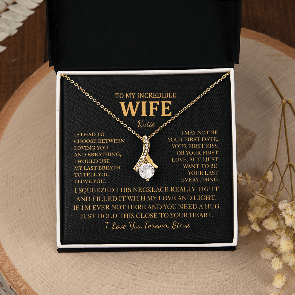 Personalized To My Wife Necklace - Romantic Gift Set with Message Card for Christmas, Anniversary or Birthday