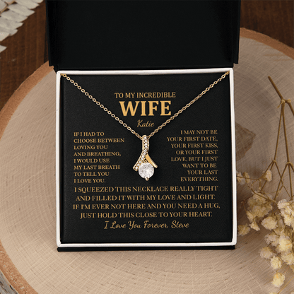 Personalized To My Wife Necklace - Romantic Gift Set with Message Card for Christmas, Anniversary or Birthday