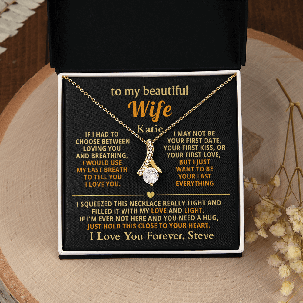 Personalized To My Wife Necklace - Heartfelt Alluring Beauty Gift Set for Christmas, Anniversary or Birthday