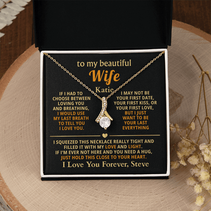 Personalized To My Wife Necklace - Heartfelt Alluring Beauty Gift Set for Christmas, Anniversary or Birthday