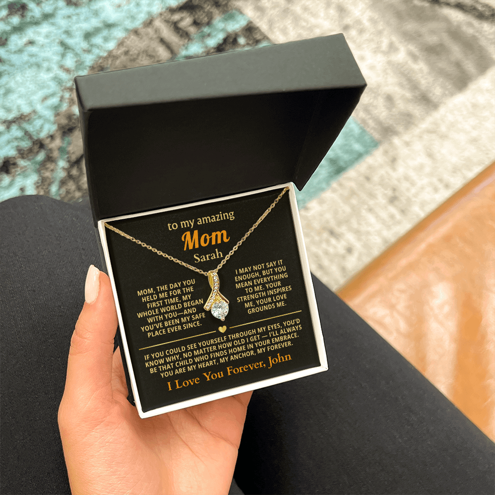 Personalized To My Mom Necklace - Heartfelt Alluring Beauty Gift Set for Christmas, Mother's Day or Birthday