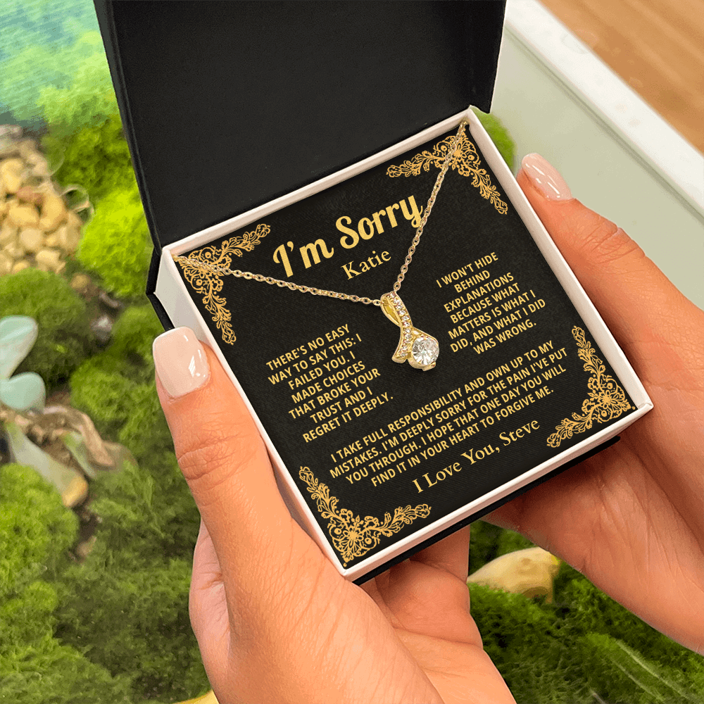 Personalized Apology Necklace for Her - Wife,  Girlfriend, Sister, Friend - I am Sorry, Forgive me Gift for Christmas or Other Occasions