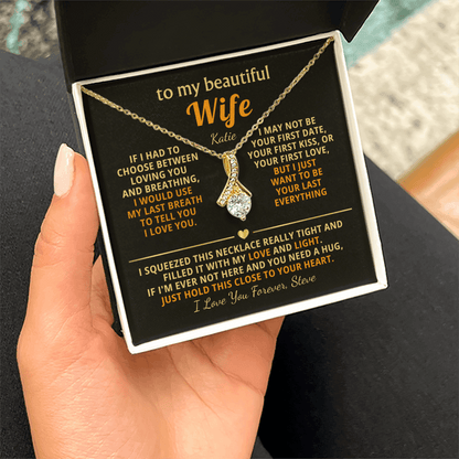 Personalized To My Wife Necklace - Heartfelt Gift Set for Christmas, Anniversary or Birthday