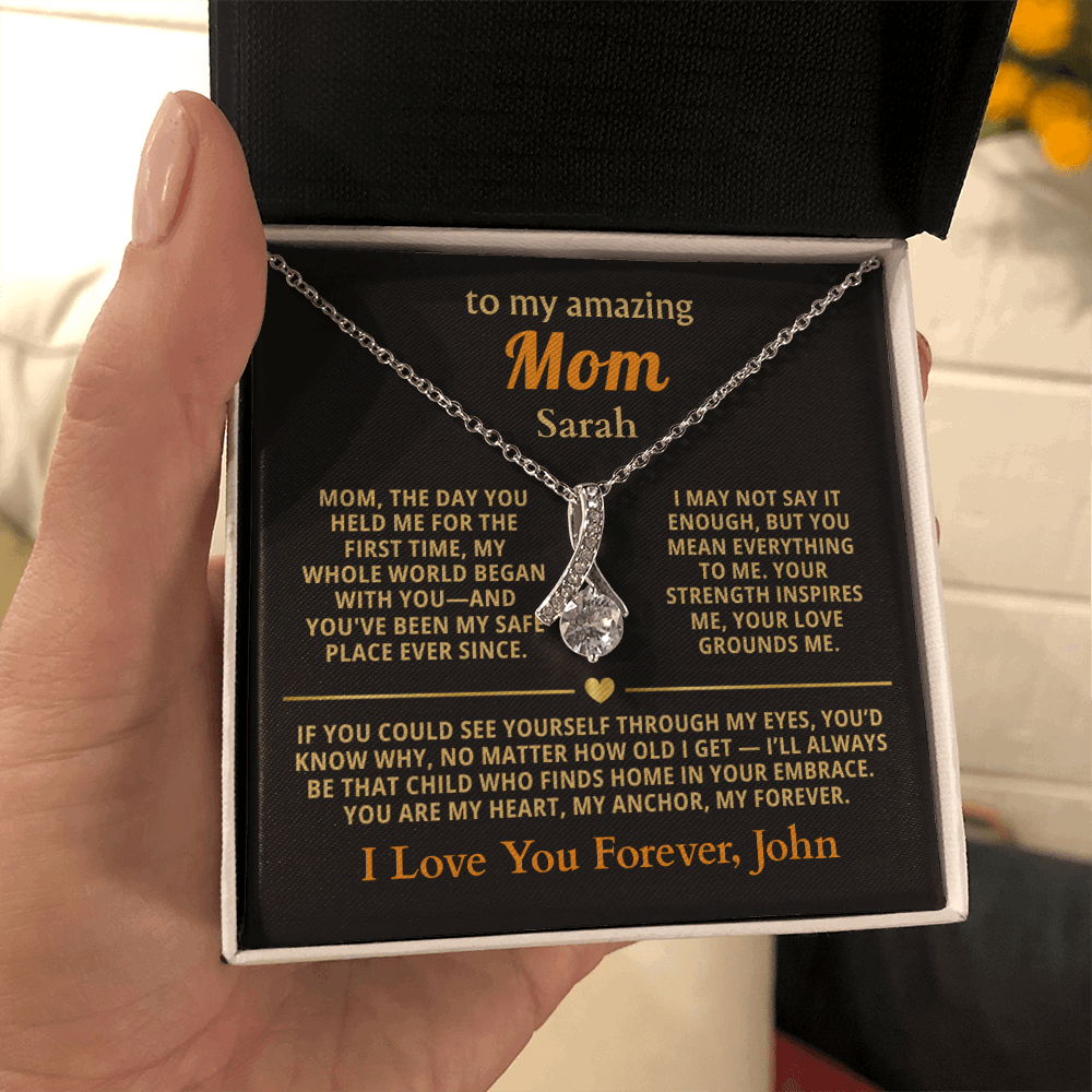 Personalized To My Mom Necklace - Heartfelt Alluring Beauty Gift Set for Christmas, Mother's Day or Birthday