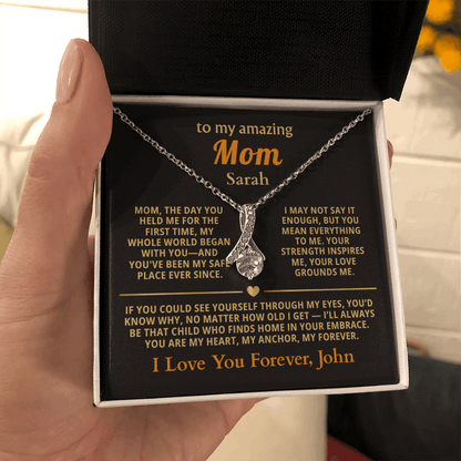 Personalized To My Mom Necklace - Heartfelt Alluring Beauty Gift Set for Christmas, Mother's Day or Birthday