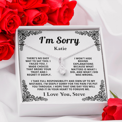 Personalized Apology Necklace for Her - Wife,  Girlfriend, Sister, Friend - I am Sorry, Forgive me Gift for Christmas, Birthday or Just Because
