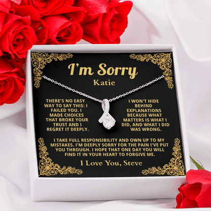 Personalized Apology Necklace for Her - Wife,  Girlfriend, Sister, Friend - I am Sorry, Forgive me Gift for Christmas or Other Occasions