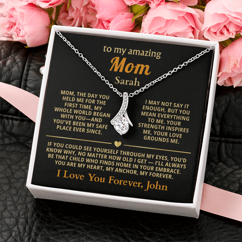 Personalized To My Mom Necklace - Heartfelt Alluring Beauty Gift Set for Christmas, Mother's Day or Birthday