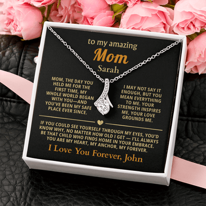 Personalized To My Mom Necklace - Heartfelt Alluring Beauty Gift Set for Christmas, Mother's Day or Birthday