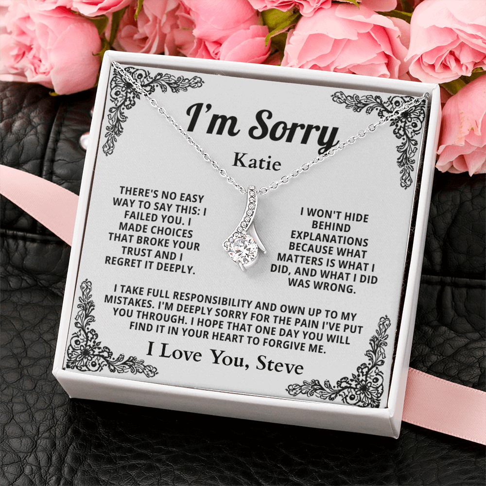Personalized Apology Necklace for Her - Wife,  Girlfriend, Sister, Friend - I am Sorry, Forgive me Gift for Christmas, Birthday or Just Because