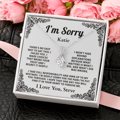 Personalized Apology Necklace for Her - Wife,  Girlfriend, Sister, Friend - I am Sorry, Forgive me Gift for Christmas, Birthday or Just Because