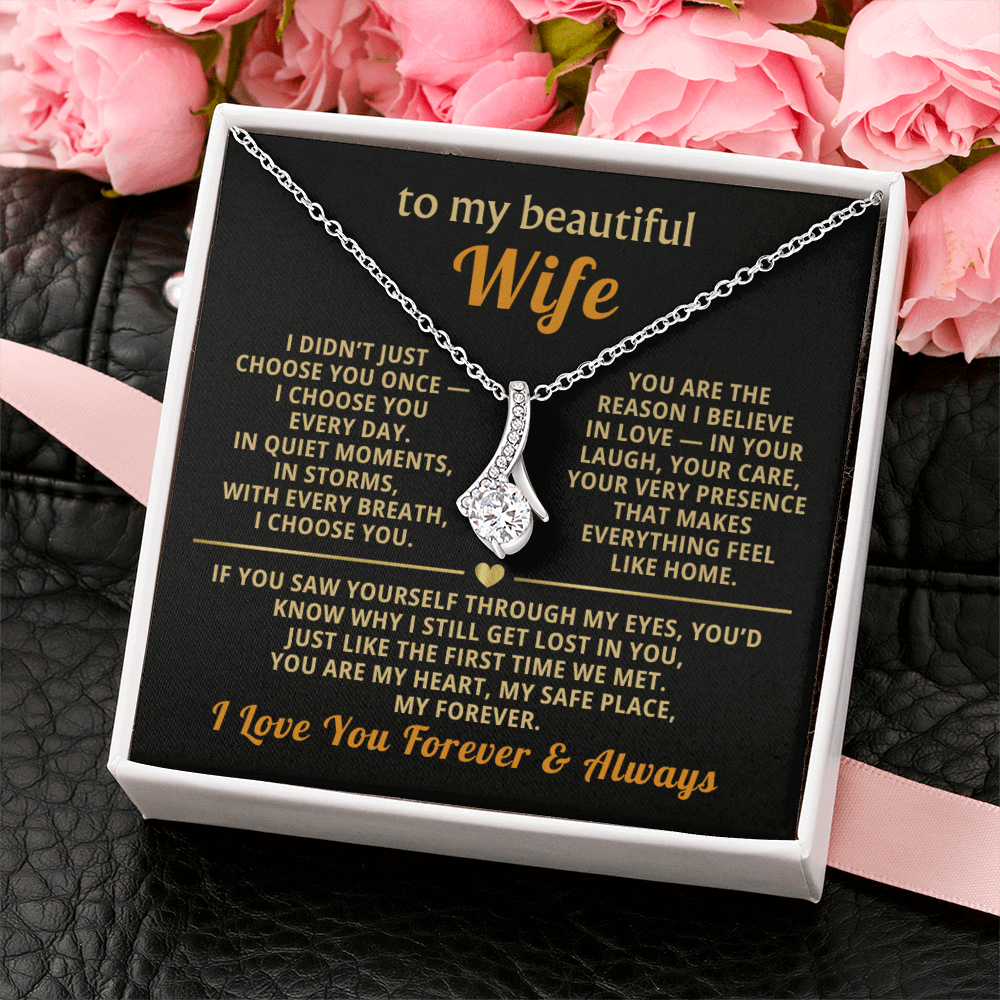 To My Wife Necklace - Heartfelt Alluring Beauty Gift Set for Christmas, Anniversary or Birthday
