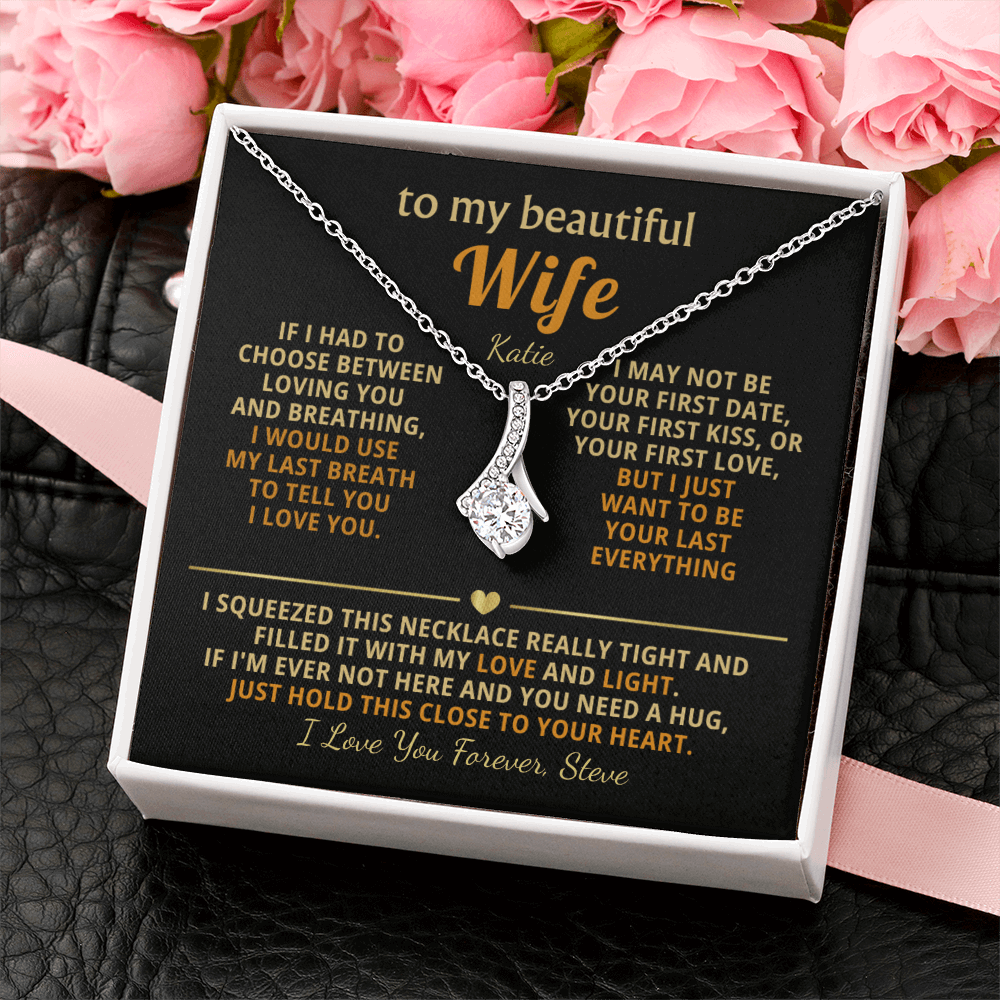 Personalized To My Wife Necklace - Heartfelt Gift Set for Christmas, Anniversary or Birthday