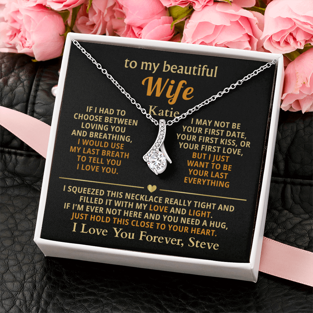 Personalized To My Wife Necklace - Heartfelt Alluring Beauty Gift Set for Christmas, Anniversary or Birthday