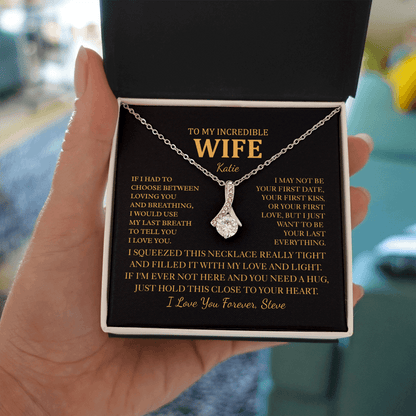 Personalized To My Wife Necklace - Romantic Gift Set with Message Card for Christmas, Anniversary or Birthday