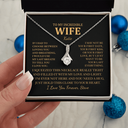 Personalized To My Wife Necklace - Romantic Gift Set with Message Card for Christmas, Anniversary or Birthday