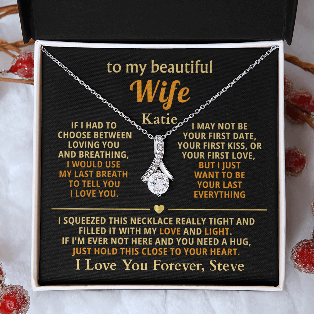 Personalized To My Wife Necklace - Heartfelt Alluring Beauty Gift Set for Christmas, Anniversary or Birthday