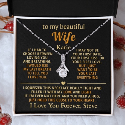 Personalized To My Wife Necklace - Heartfelt Alluring Beauty Gift Set for Christmas, Anniversary or Birthday