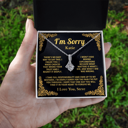 Personalized Apology Necklace for Her - Wife,  Girlfriend, Sister, Friend - I am Sorry, Forgive me Gift for Christmas or Other Occasions