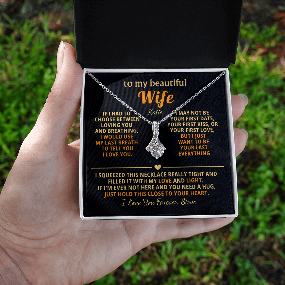 Personalized To My Wife Necklace - Heartfelt Gift Set for Christmas, Anniversary or Birthday