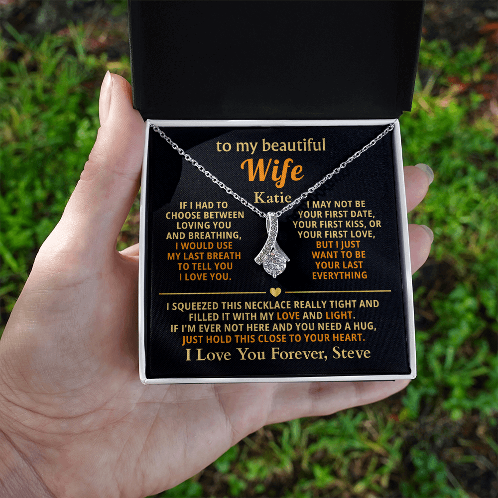 Personalized To My Wife Necklace - Heartfelt Alluring Beauty Gift Set for Christmas, Anniversary or Birthday