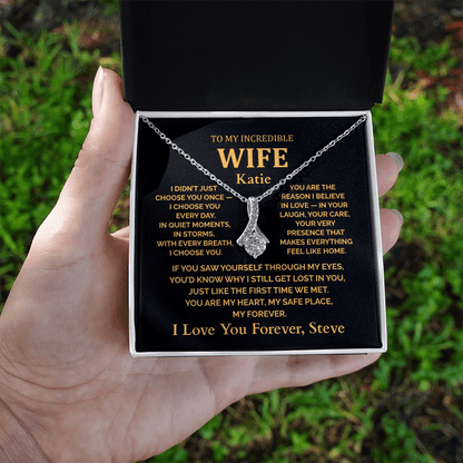 Personalized To My Wife Necklace - Romantic Gift Set with Message Card (Black Card 2)