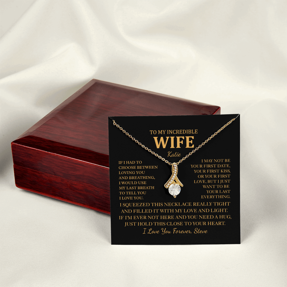 Personalized To My Wife Necklace - Romantic Gift Set with Message Card for Christmas, Anniversary or Birthday