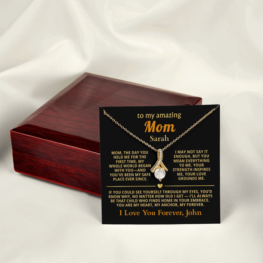 Personalized To My Mom Necklace - Heartfelt Alluring Beauty Gift Set for Christmas, Mother's Day or Birthday