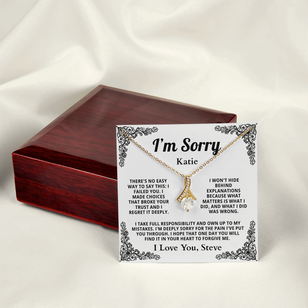 Personalized Apology Necklace for Her - Wife,  Girlfriend, Sister, Friend - I am Sorry, Forgive me Gift for Christmas, Birthday or Just Because