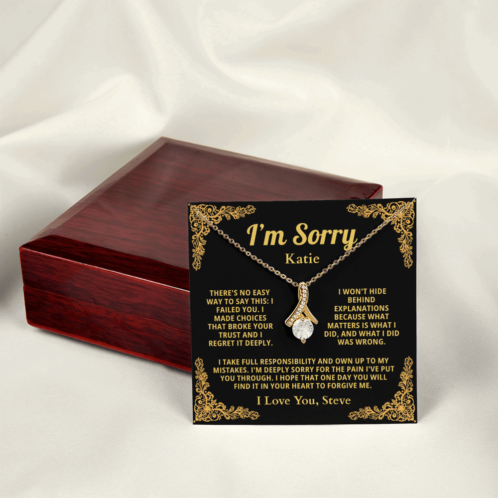 Personalized Apology Necklace for Her - Wife,  Girlfriend, Sister, Friend - I am Sorry, Forgive me Gift for Christmas or Other Occasions