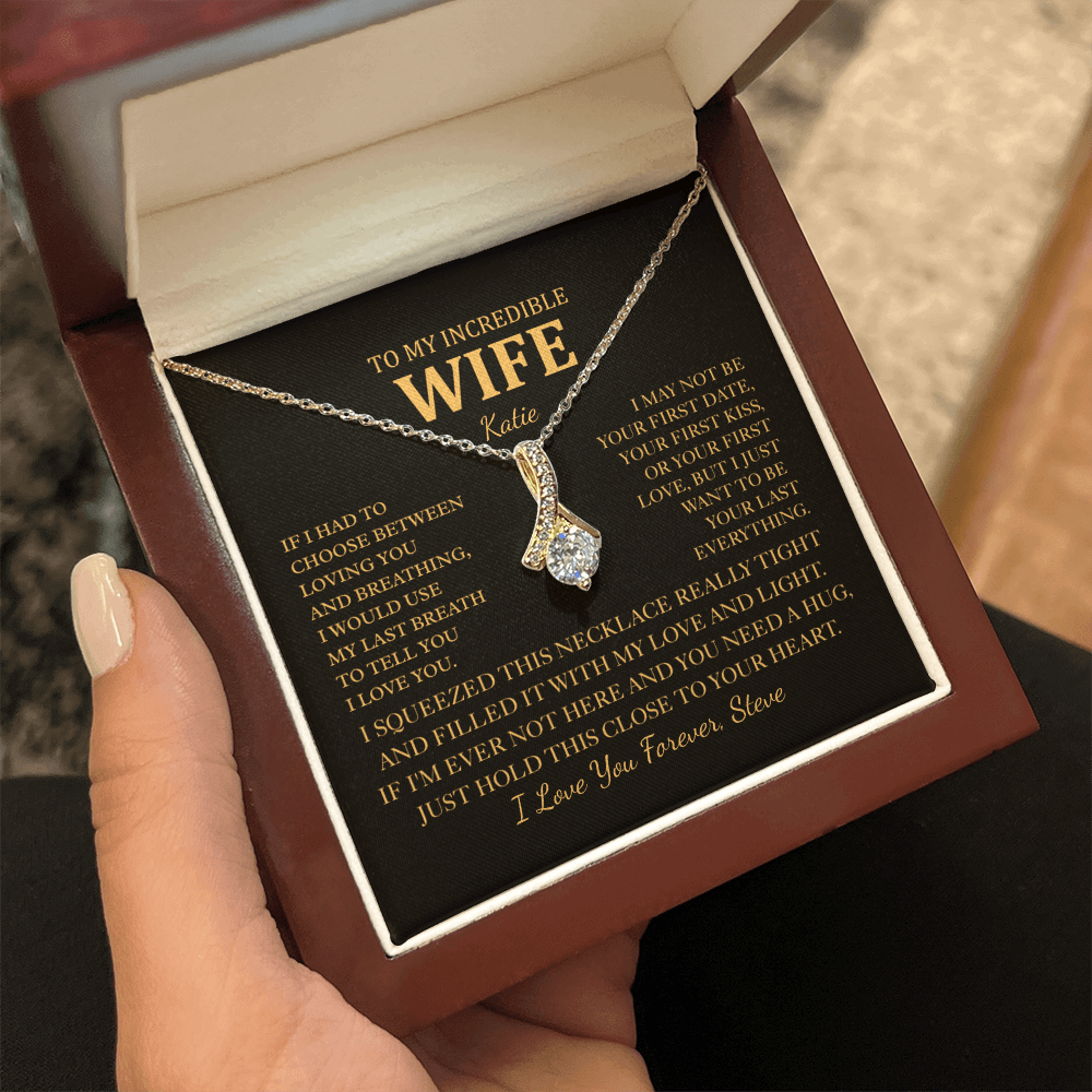 Personalized To My Wife Necklace - Romantic Gift Set with Message Card for Christmas, Anniversary or Birthday