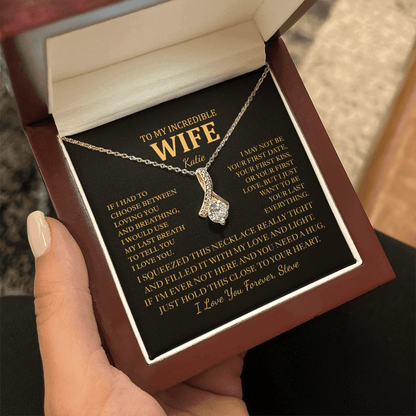 Personalized To My Wife Necklace - Romantic Gift Set with Message Card for Christmas, Anniversary or Birthday