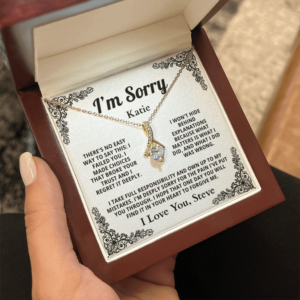 Personalized Apology Necklace for Her - Wife,  Girlfriend, Sister, Friend - I am Sorry, Forgive me Gift for Christmas, Birthday or Just Because