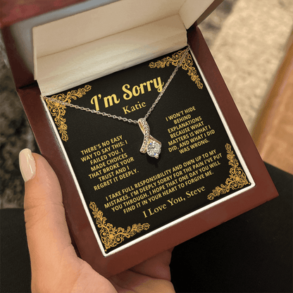 Personalized Apology Necklace for Her - Wife,  Girlfriend, Sister, Friend - I am Sorry, Forgive me Gift for Christmas or Other Occasions