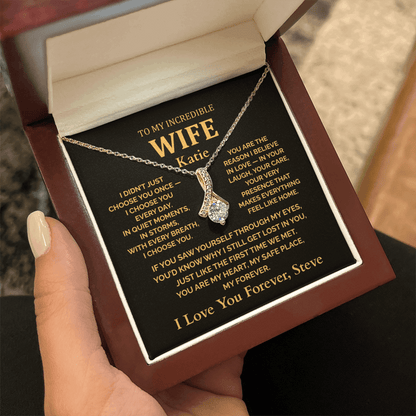 Personalized To My Wife Necklace - Romantic Gift Set with Message Card (Black Card 2)