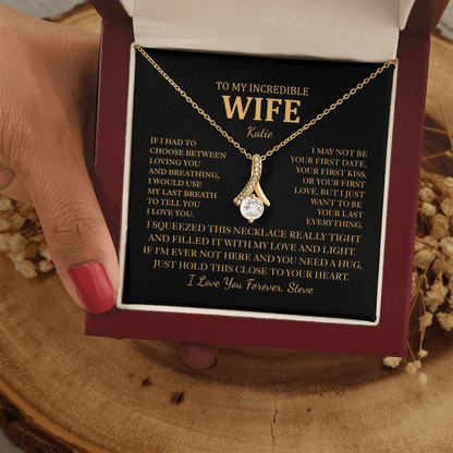 Personalized To My Wife Necklace - Romantic Gift Set with Message Card for Christmas, Anniversary or Birthday
