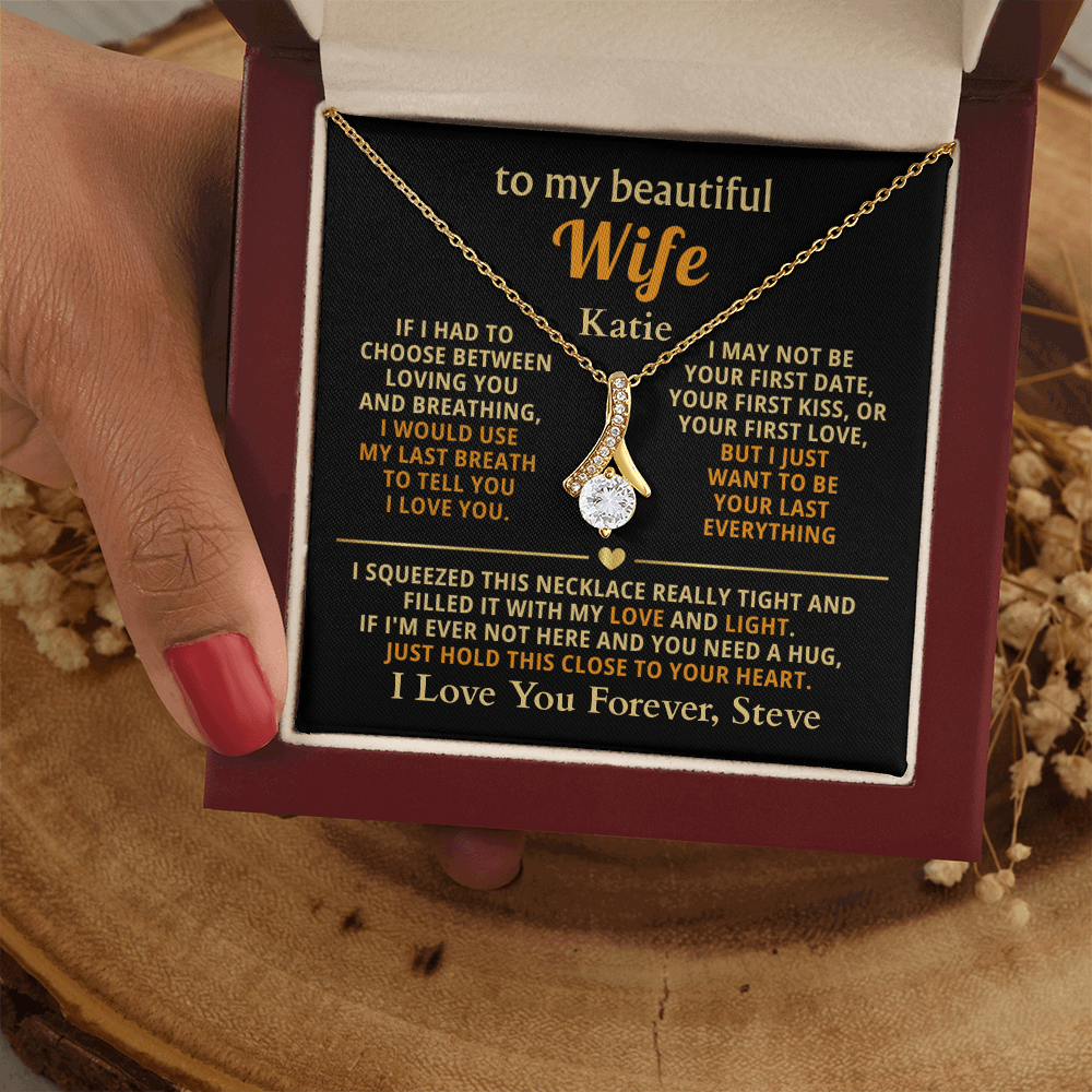Personalized To My Wife Necklace - Heartfelt Alluring Beauty Gift Set for Christmas, Anniversary or Birthday