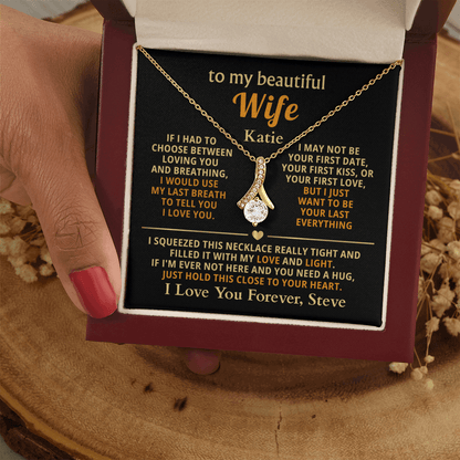 Personalized To My Wife Necklace - Heartfelt Alluring Beauty Gift Set for Christmas, Anniversary or Birthday