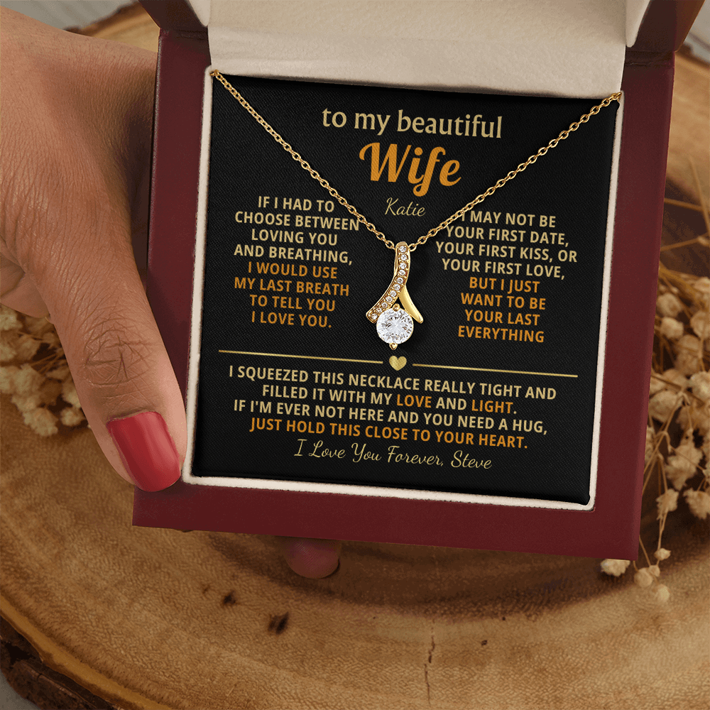 Personalized To My Wife Necklace - Heartfelt Gift Set for Christmas, Anniversary or Birthday