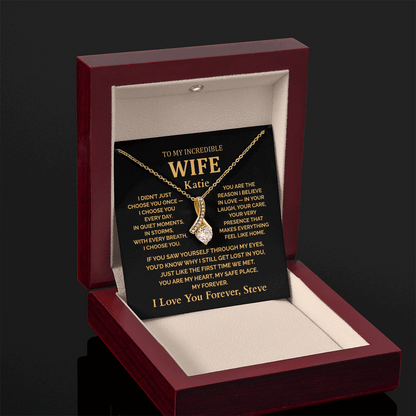 Personalized To My Wife Necklace - Romantic Gift Set with Message Card (Black Card 2)