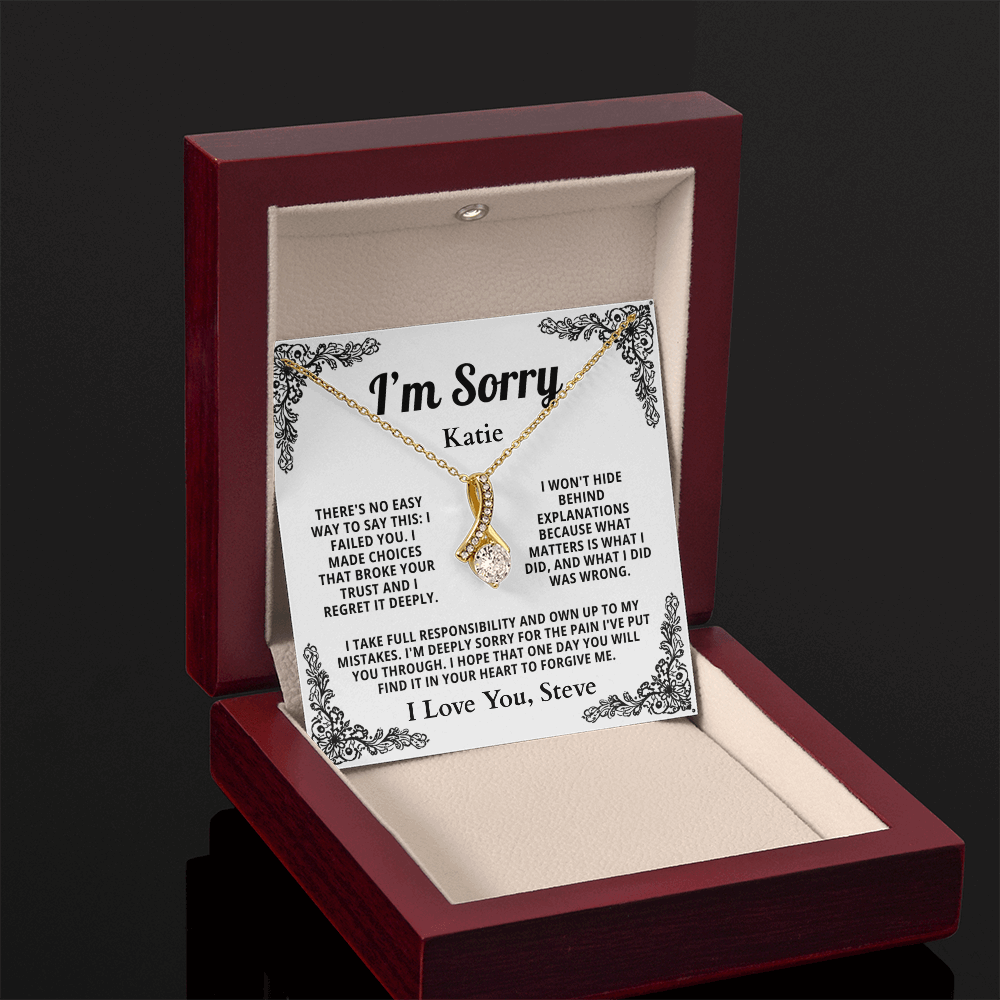 Personalized Apology Necklace for Her - Wife,  Girlfriend, Sister, Friend - I am Sorry, Forgive me Gift for Christmas, Birthday or Just Because