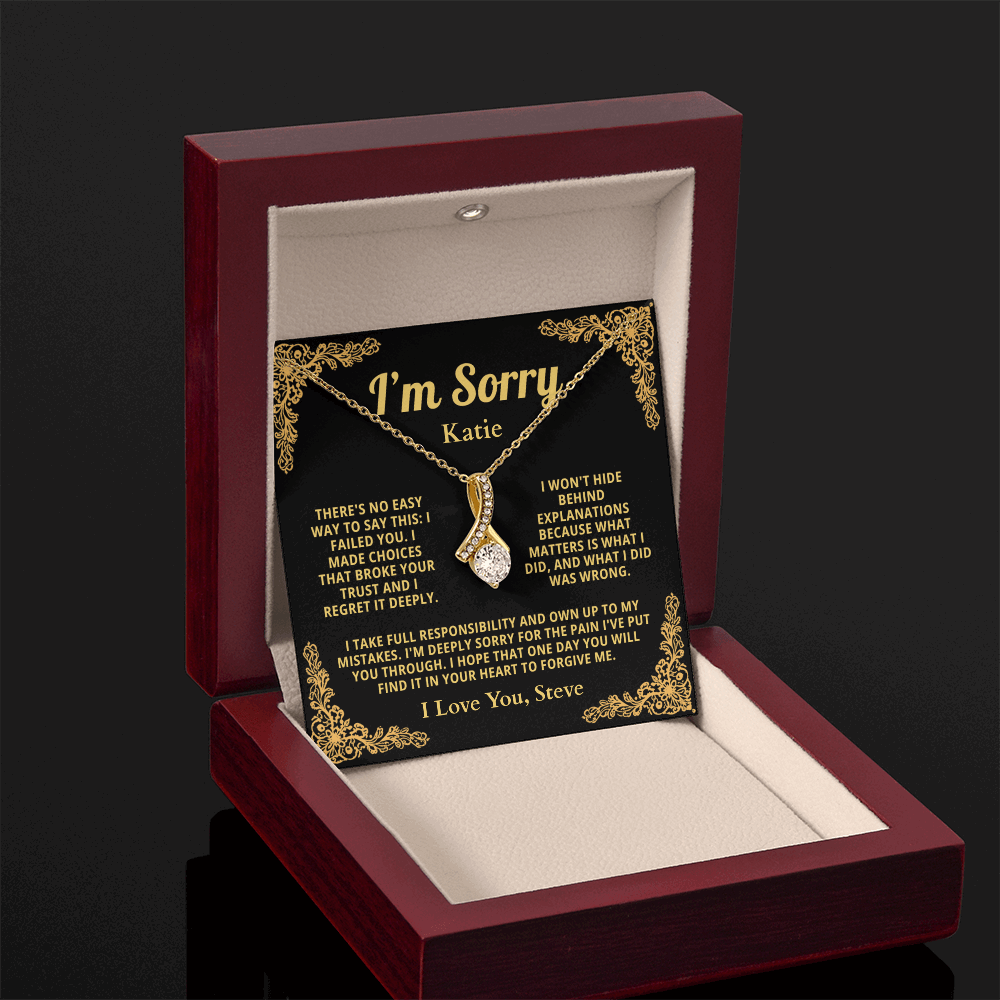 Personalized Apology Necklace for Her - Wife,  Girlfriend, Sister, Friend - I am Sorry, Forgive me Gift for Christmas or Other Occasions